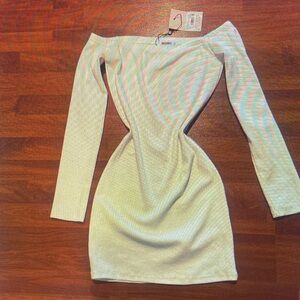 Elegant Off-Shoulder Cream Dress